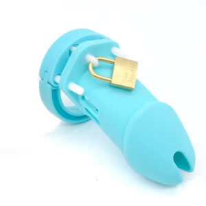 blue silicone chastity cage