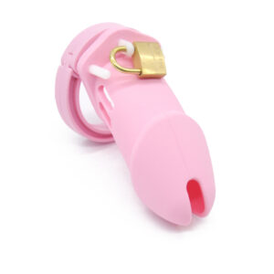Pink silicone chastity cage
