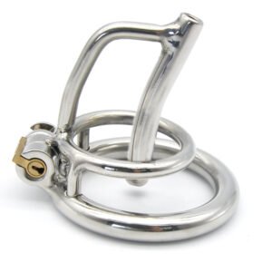 Male metal chastity cage with urinary catheter