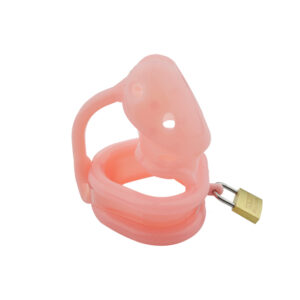 Pink silicone chastity cage with spikes