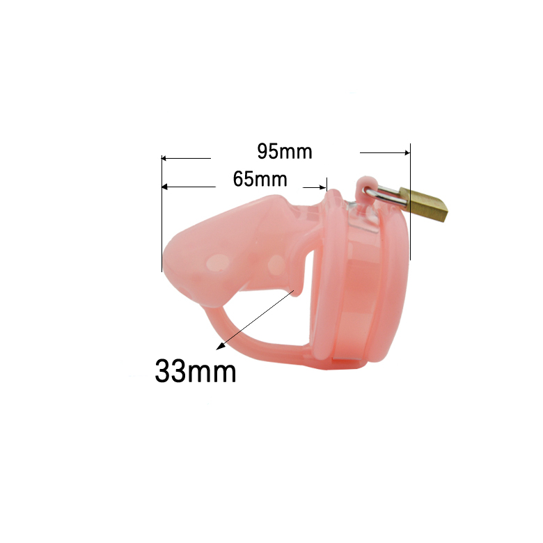 Pink silicone chastity cage with spikes