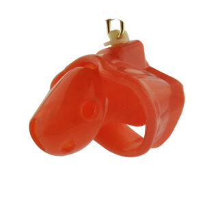 Red silicone chastity cage with spikes