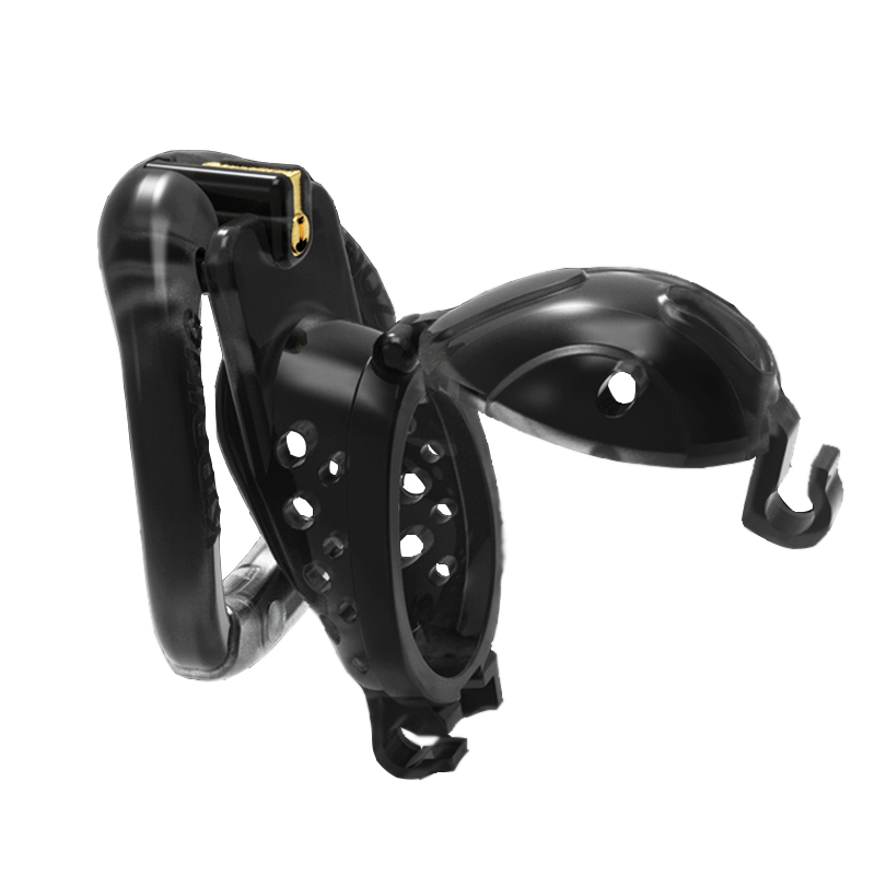 Men Black Silicone Chastity cage open the lid