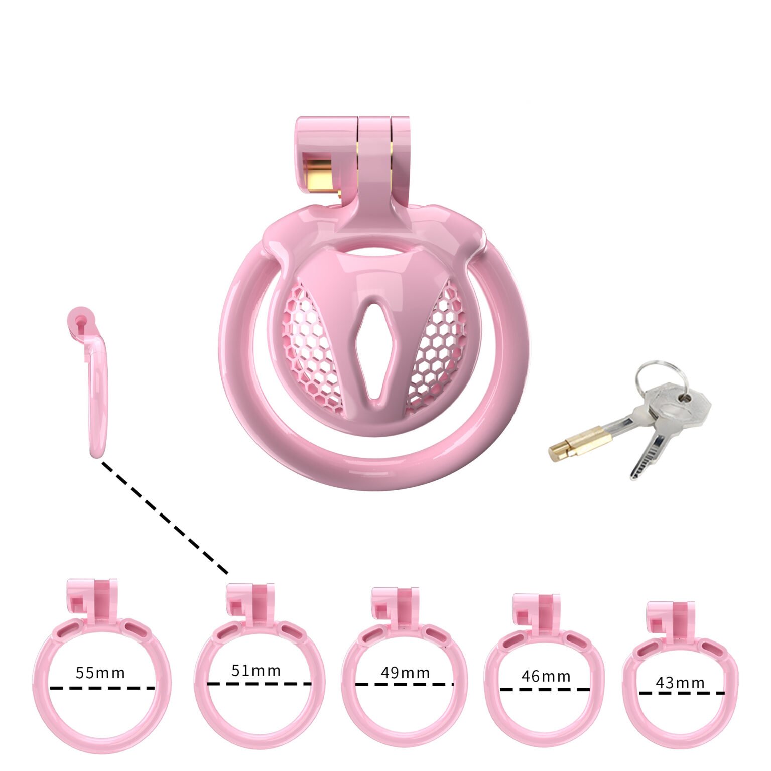 Sissy Chastity Cage Flat Pink Samll - Chastity Cage