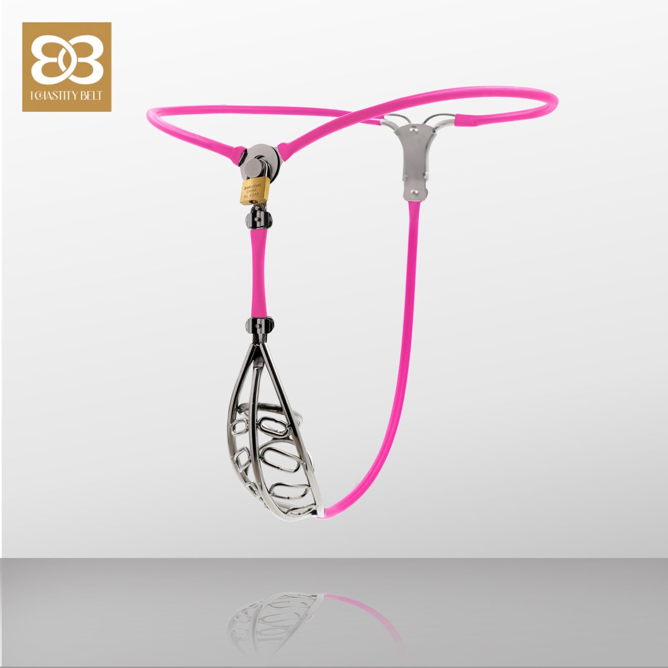 Male Chastity Belt Sissy Metal Pink S1 - Chastity Cage