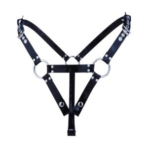 MALE CHASTITY BELT BLACK LEATHER K3