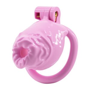 SISSY CHASTITY CAGE PINK SMALL FAUX FORESKIN DILDO