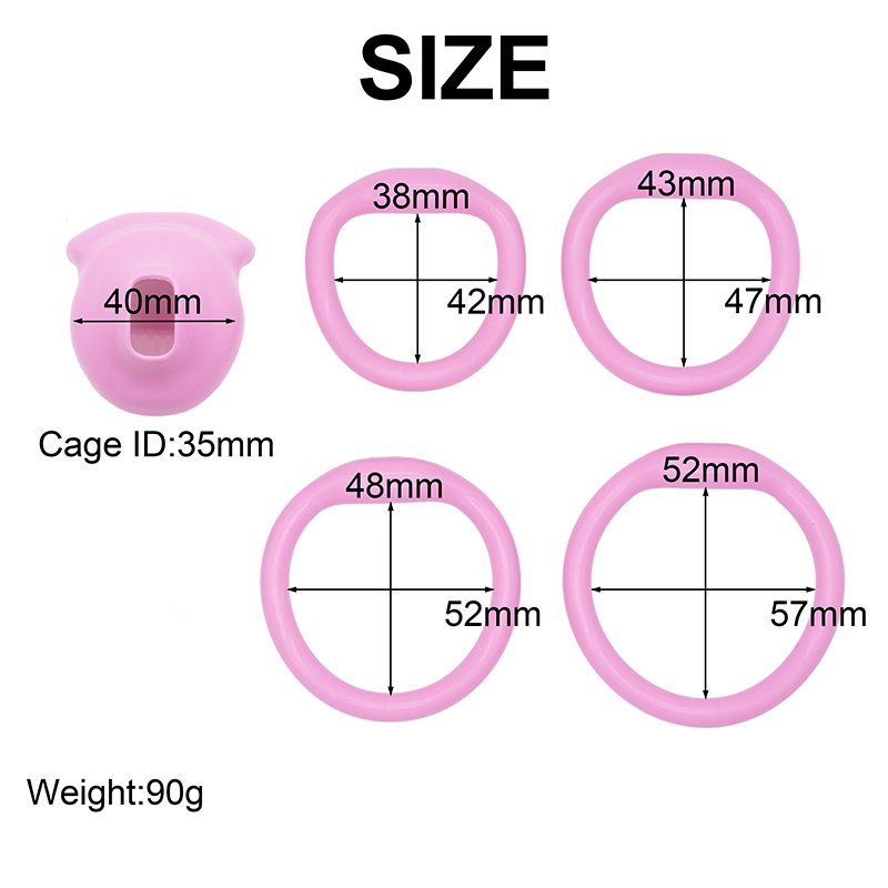 PINK COCK CAGE MALE SMALL INVISIBLE LOCK POT LID STYLE