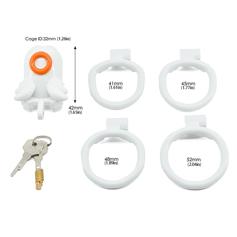 SMALL CHASTITY CAGE MALE WHITE CUTE ANGEL