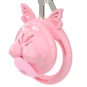 PINK CHASTITY CAGE SOFT SILICONE BREAST SHAPED
