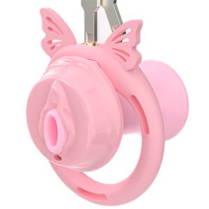 PINK COCK CAGE BUTTERFLY SOFT SILICONE RING WITH CATHETER