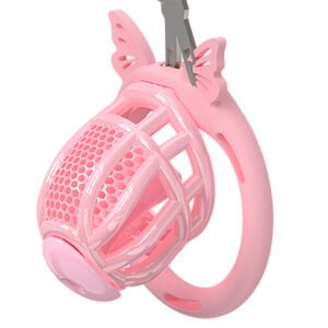 SISSY CHASTITY CAGE MALE PINK HOLLOW HONEYCOMB