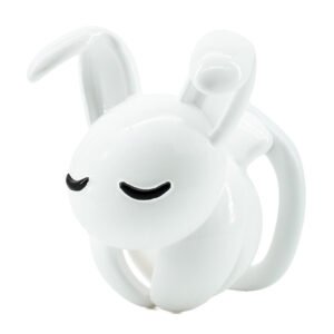 3D PRINTED CHASTITY CAGE MALE WHITE FOLDED BUNNY EAR