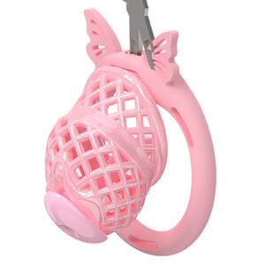 PINK CHASTITY CAGE SISSY SEXY MESH WITH CATHETER