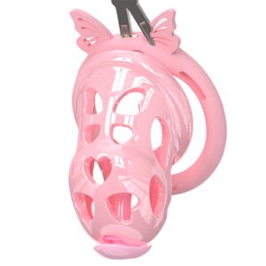 PINK COCK CAGE HOLLOW HEART WITH CATHETER AND BELT
