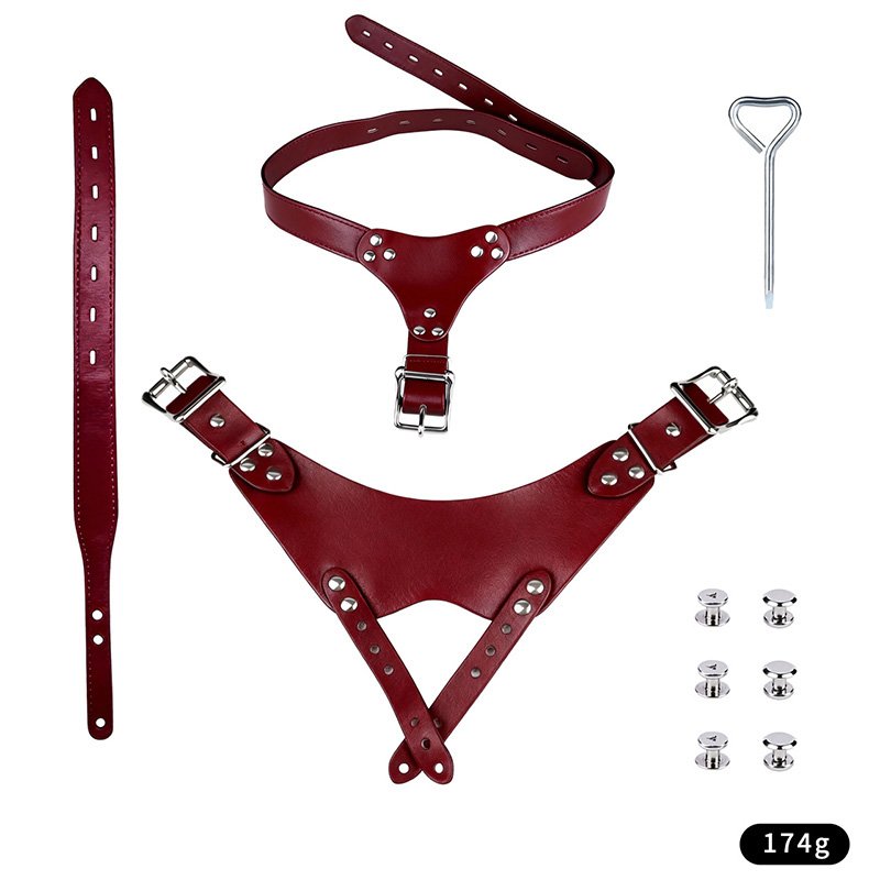 Burgundy Chastity Cage Waist Belt Fashion Fetish Gear