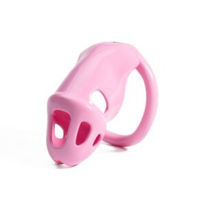 Pink Resin Male Chastity Cage - Breathable Sissy Training Device with Ring