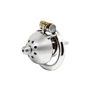 Small Metal Chastity Cage with Urethral Tube and Inverted Mechanism