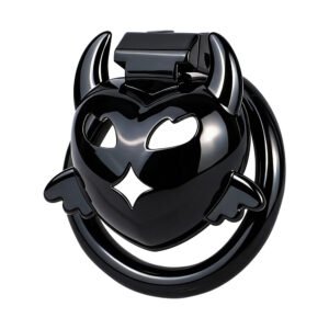 Heart Little Devil Chastity Cage - Black Resin Male Device