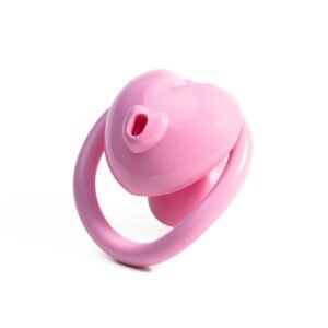 Pink Heart Resin Chastity Cage - Embedded Hidden Lock with Detachable Catheters