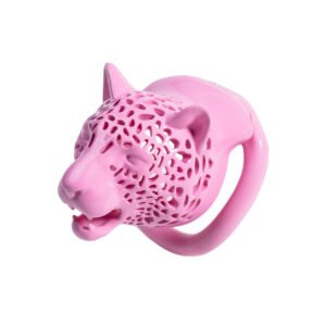 Pink Resin Jaguar Chastity Cage - Leopard Print/Hollow Out Design