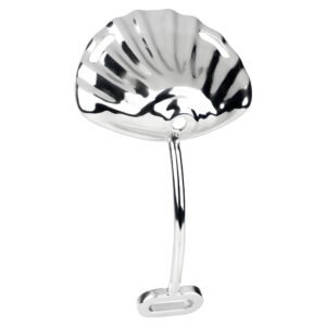 Silver Shell Shape Metal Chastity Cage - Mirror Finish Stainless Steel