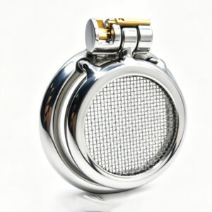 Flat Chastity Cage Metal Mesh Style Arc Ring