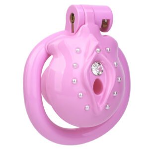 Resin Chastity Cage with Diamond Pink Sissy