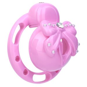 Sissy Chastity Cage Pink Bow Diamond Resin