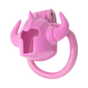 Resin Chastity Cage Pink Viking Helmet-Style Sissy