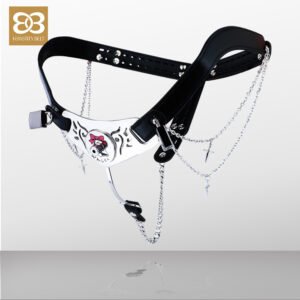 Male Chastity Belt Gothic Leather with Metal Chains