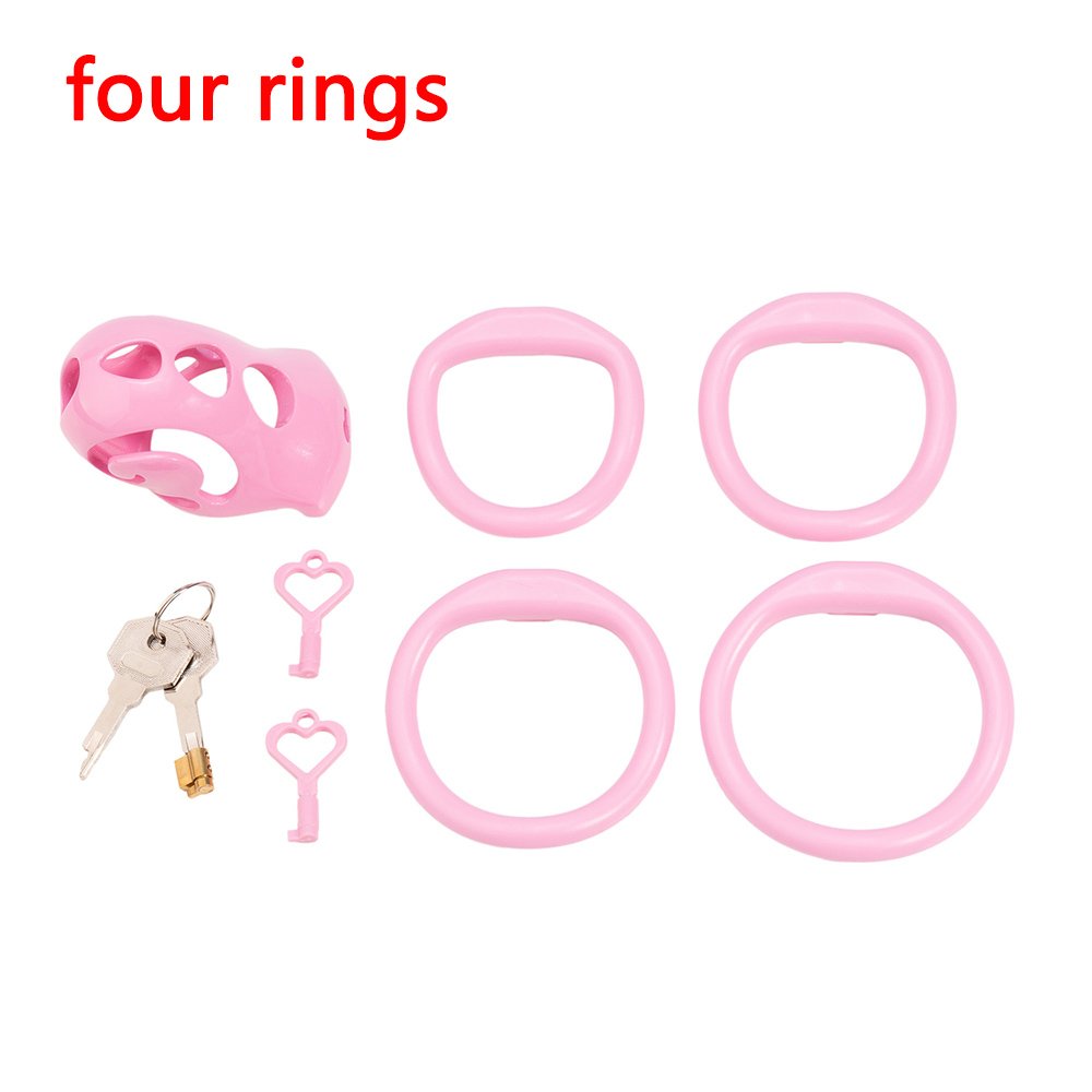 Plastic Chastity Cage Glossy Pink BDSM Lock