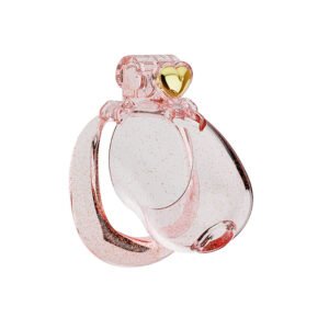 Sissy Chastity Cage Clear Pink Glitter Resin Lock
